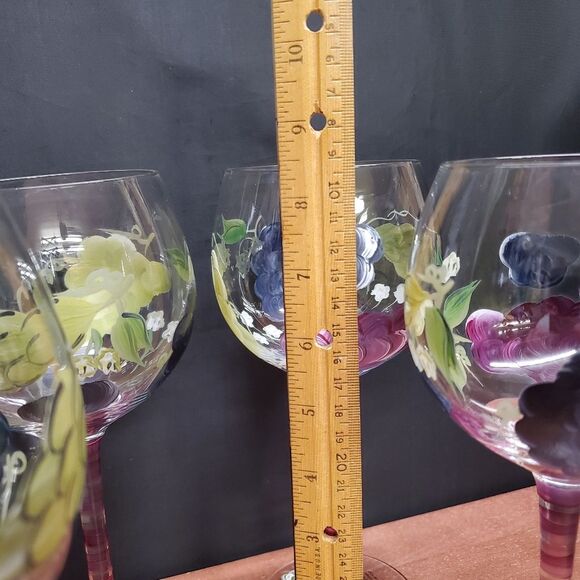 Vintage Home Essentials RED WINE Glasses Grapes 4 Glasses - Picture 7 of 7